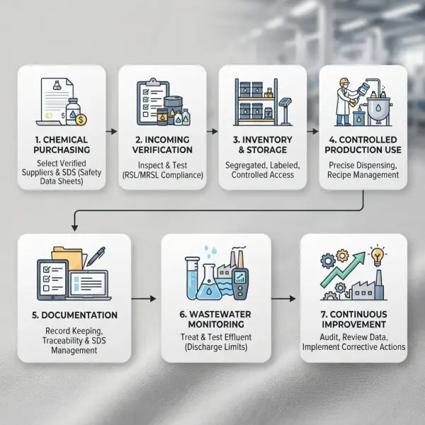 Sistem pengelolaan bahan kimia tekstil yang terintegrasi dengan proses produksi Sistem pengelolaan bahan kimia tekstil yang terintegrasi dengan proses produksi