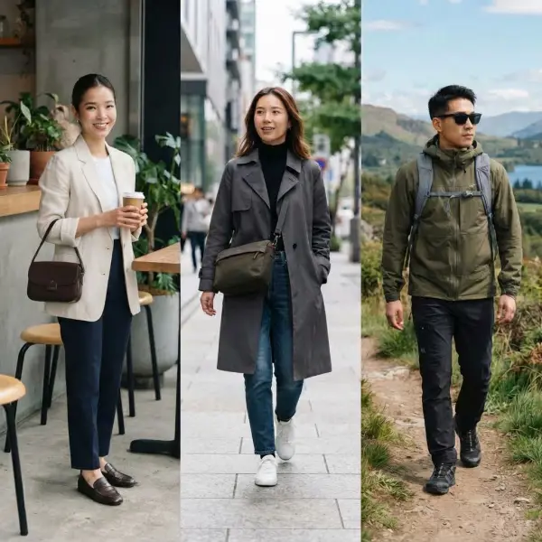 Tas dan aksesori clean outfit yang disesuaikan dengan aktivitas