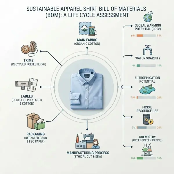 Bill of Materials produk fashion digunakan untuk menilai dampak material dan proses dengan Higg Product Module Bill of Materials produk fashion digunakan untuk menilai dampak material dan proses dengan Higg Product Module