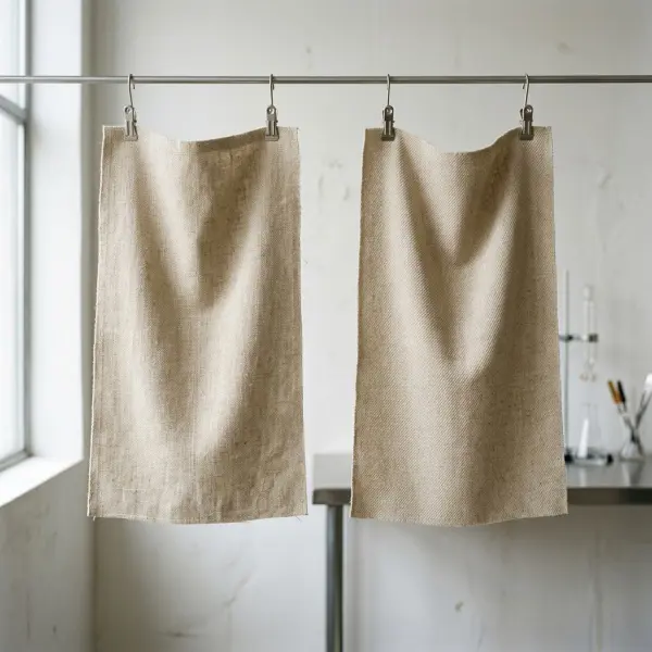 Plain weave and twill fabrics displayed to compare differences in structure and drape
