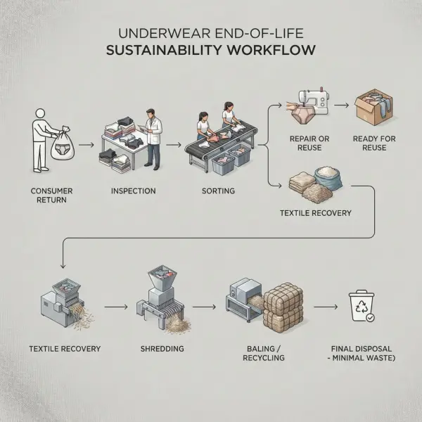 Sistem pengelolaan underwear lama dari pengumpulan hingga pemilahan material