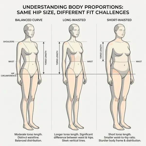 Customers with similar body circumference but different proportions affecting apparel fit