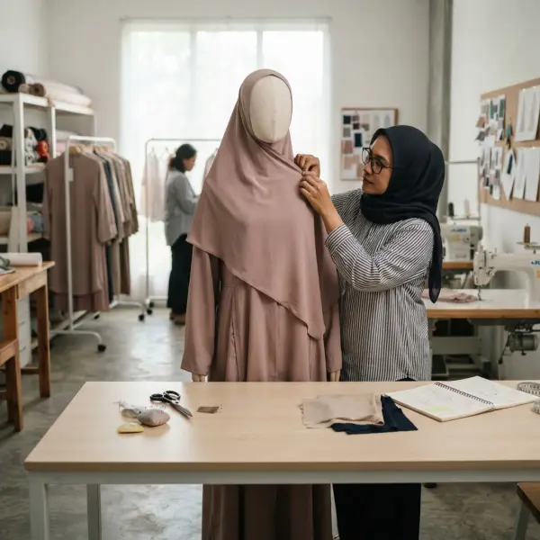 Pengembangan produk busana muslim menggunakan kain Maheen Anti UV untuk abaya dan khimar Pengembangan produk busana muslim menggunakan kain Maheen Anti UV untuk abaya dan khimar