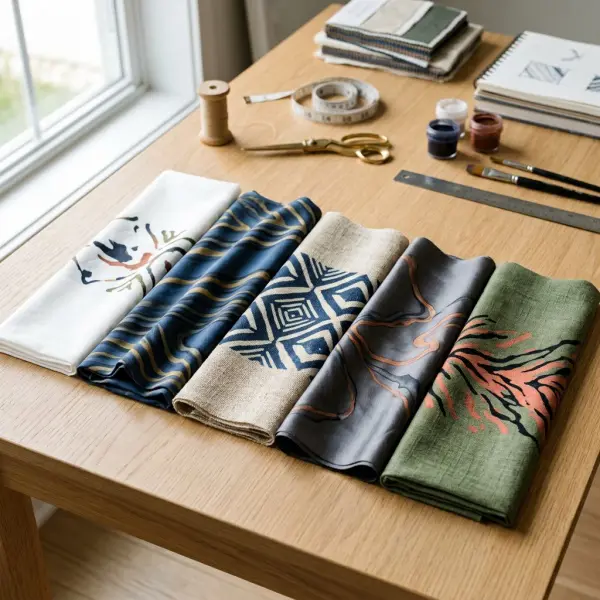 Beragam jenis kain untuk batik kontemporer seperti katun, rayon, linen, dan sutra