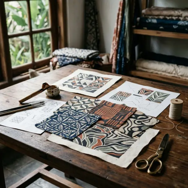 Eksplorasi konsep desain batik kontemporer dengan motif geometris dan komposisi modern