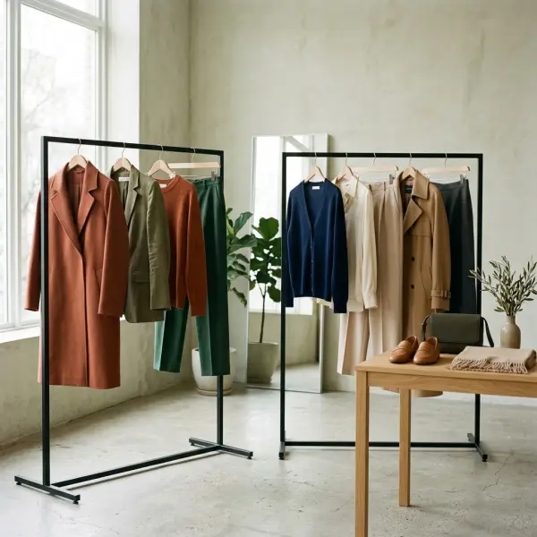 Koleksi pakaian fashion dengan kombinasi warna analog komplementer dan netral Koleksi pakaian fashion dengan kombinasi warna analog komplementer dan netral