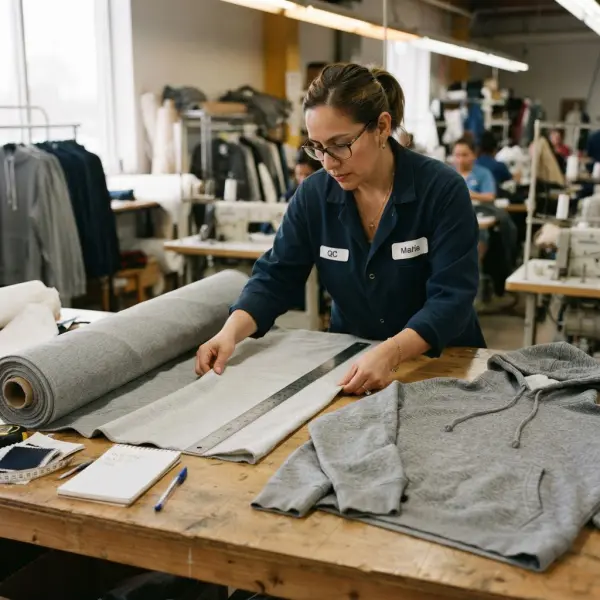 Quality inspection of sweatshirt fleece and French terry fabrics
