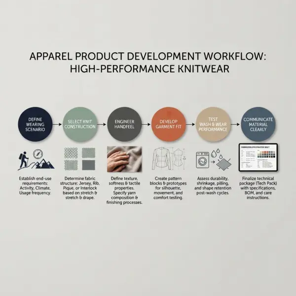 Product development workflow for comfortable everyday knit clothing