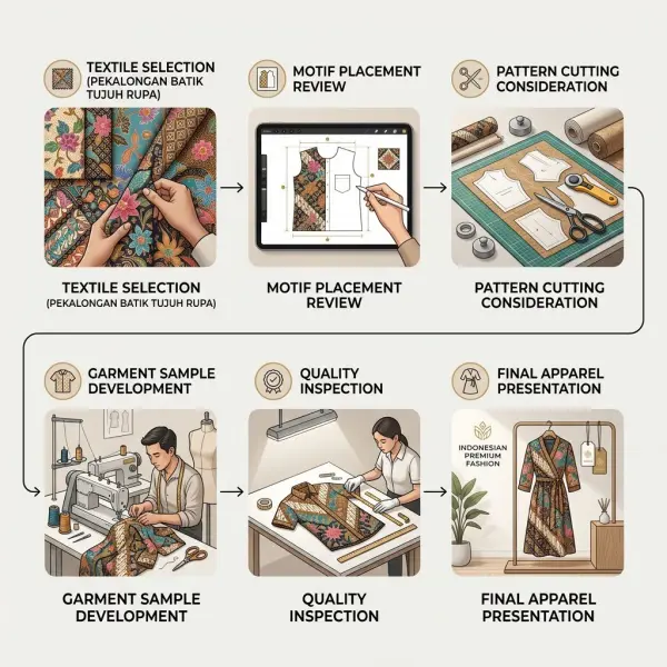 Proses pengembangan produk fashion menggunakan kain Batik Tujuh Rupa