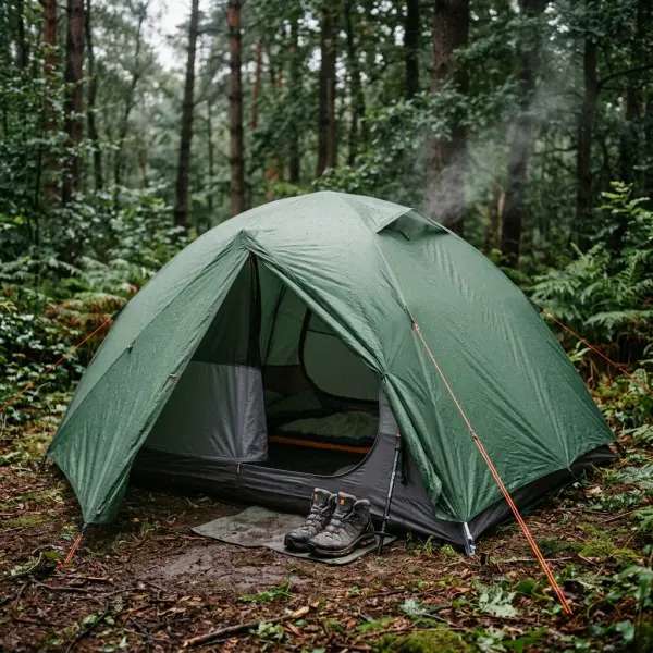 Sistem ventilasi pada flysheet tenda untuk mengatur aliran udara