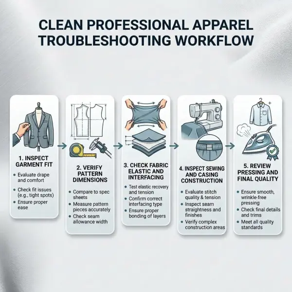 Workflow for diagnosing waistband fit and construction problems