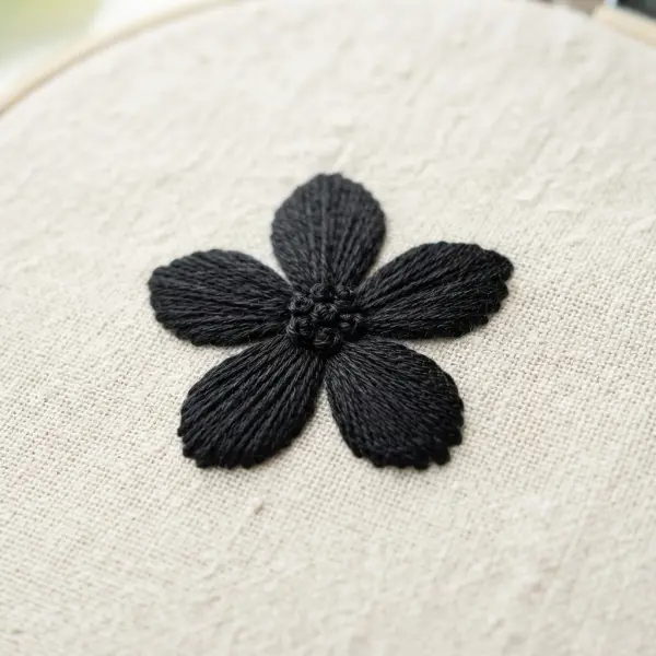 Embroidery motif demonstrating how stitch direction changes texture and visual definition Embroidery motif demonstrating how stitch direction changes texture and visual definition