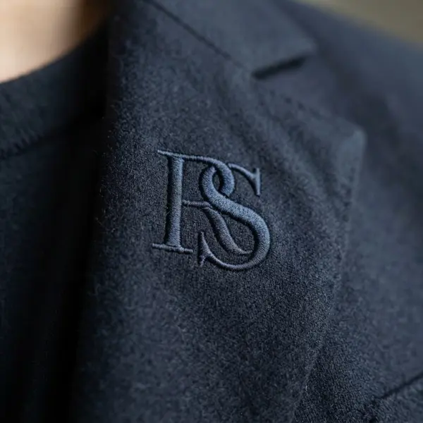 Close-up of refined embroidery used as a premium detail on a fashion garment