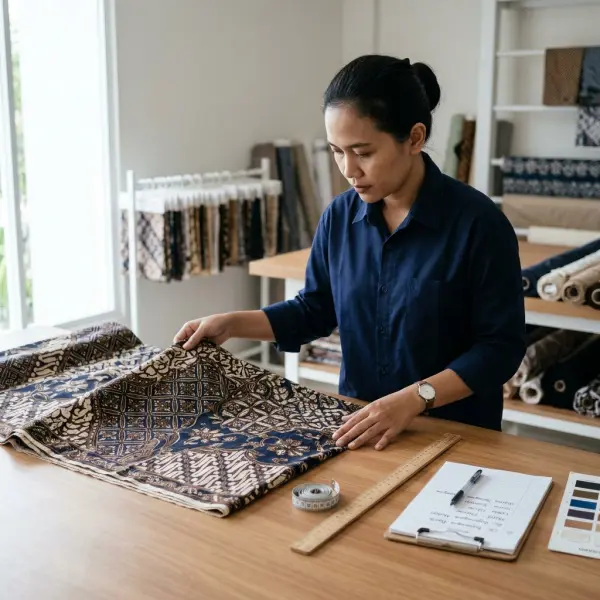 Pemeriksaan kualitas kain Batik Bojonegoro sebelum produksi fashion