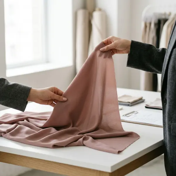 Pemeriksaan karakteristik bahan Monalisa melalui tekstur, drape dan transparansi kain