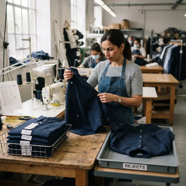 Garment quality control showing how defective units affect saleable product cost