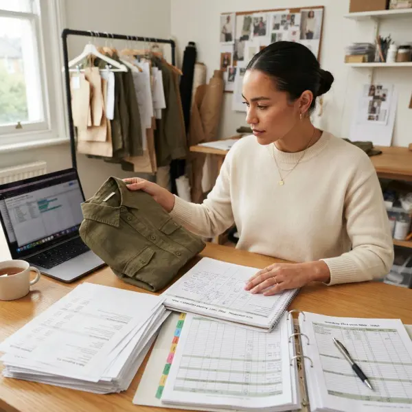 Apparel brand owner calculating cost per product sold using garments and costing sheets