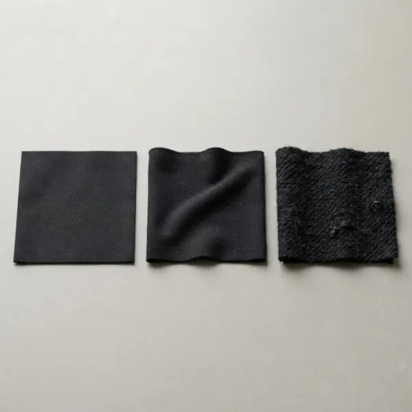 Tekstur kain berbeda memengaruhi tampilan warna hitam pekat pada produk fashion