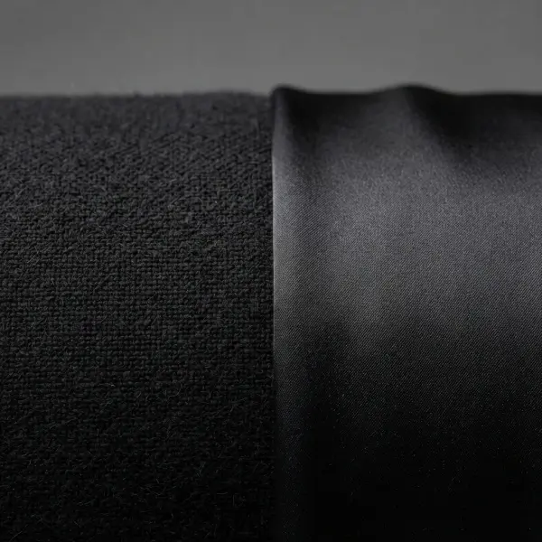 Perbedaan warna hitam pekat matte dan mengilap pada kain fashion