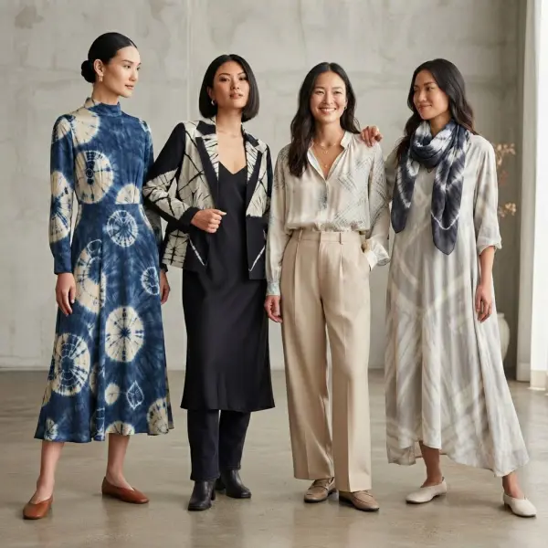 Penerapan kain Shibori pada blouse, dress, outerwear, dan aksesori fashion