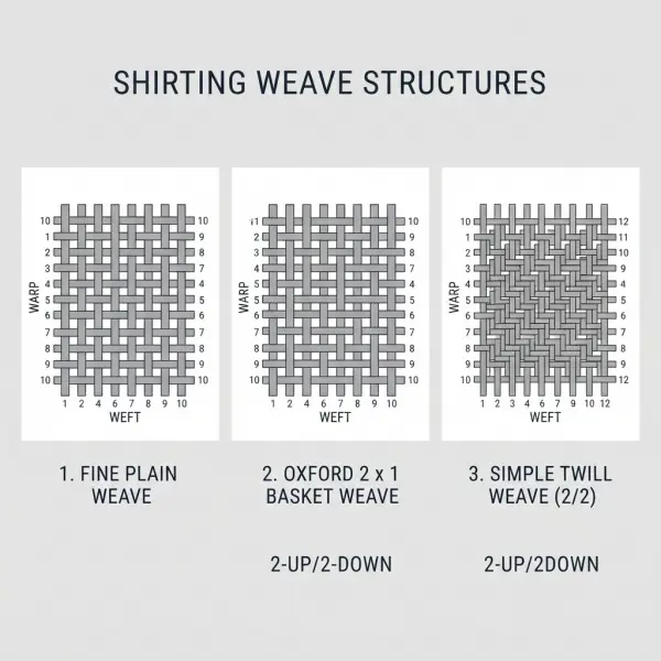 Comparison of plain Oxford and twill weave structures used in shirting fabrics Comparison of plain Oxford and twill weave structures used in shirting fabrics
