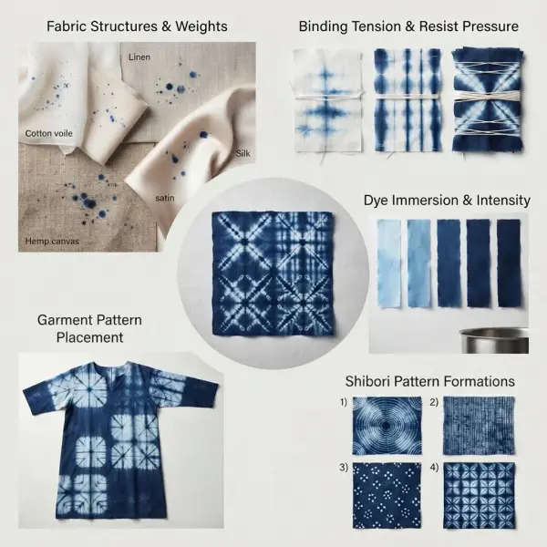 Faktor yang memengaruhi hasil akhir Shibori dari material kain hingga posisi motif