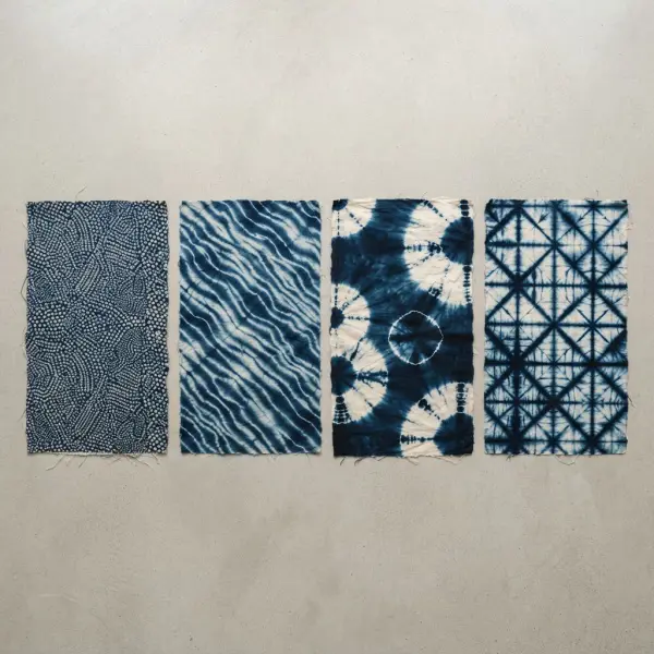Berbagai skala dan karakter motif Shibori pada kain untuk kebutuhan fashion