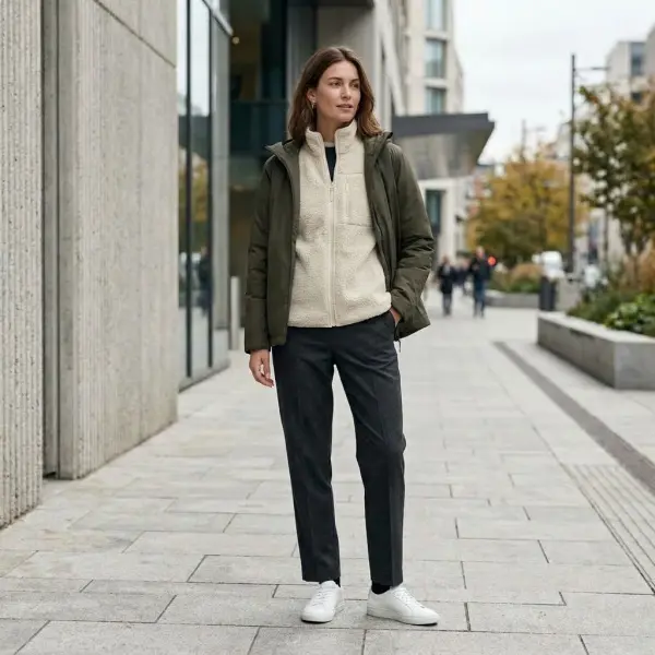 Sistem layering pakaian dengan bahan polar untuk menjaga kenyamanan
