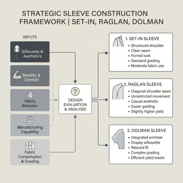 Fashion product development framework for choosing set-in, raglan, or dolman sleeves