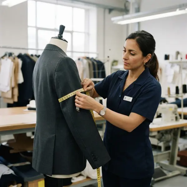 Garment quality control inspection of sleeve seam alignment and fit