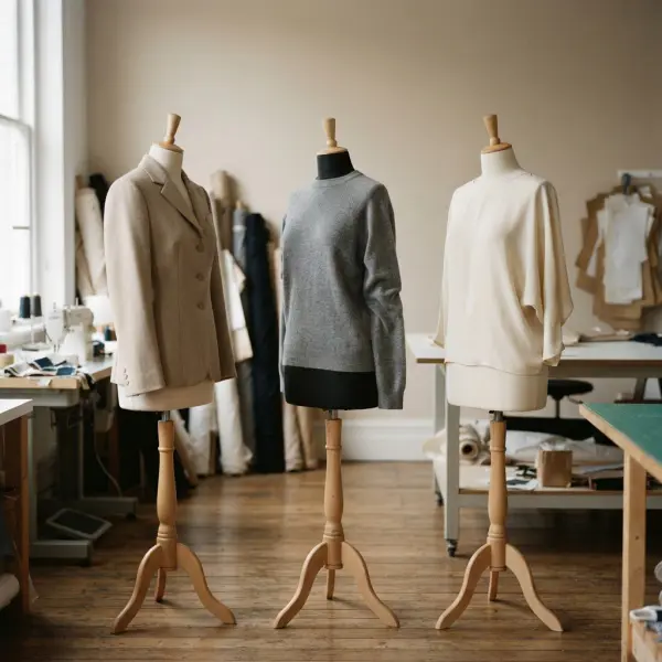 Set-in, raglan, and dolman sleeve samples demonstrating different fabric behavior