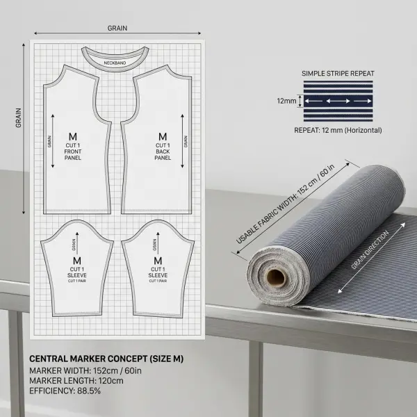 Garment pattern pieces and fabric specifications used for CAD marker making Garment pattern pieces and fabric specifications used for CAD marker making