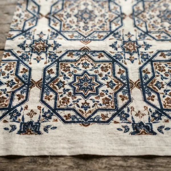 Detail struktur motif batik ceplok dengan susunan geometris yang berulang dan teratur