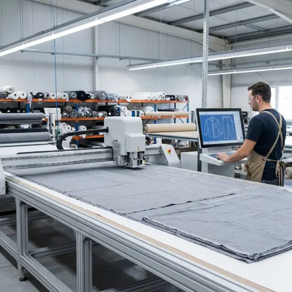 Digital CAD marker transferred to an automated garment cutting machine Digital CAD marker transferred to an automated garment cutting machine