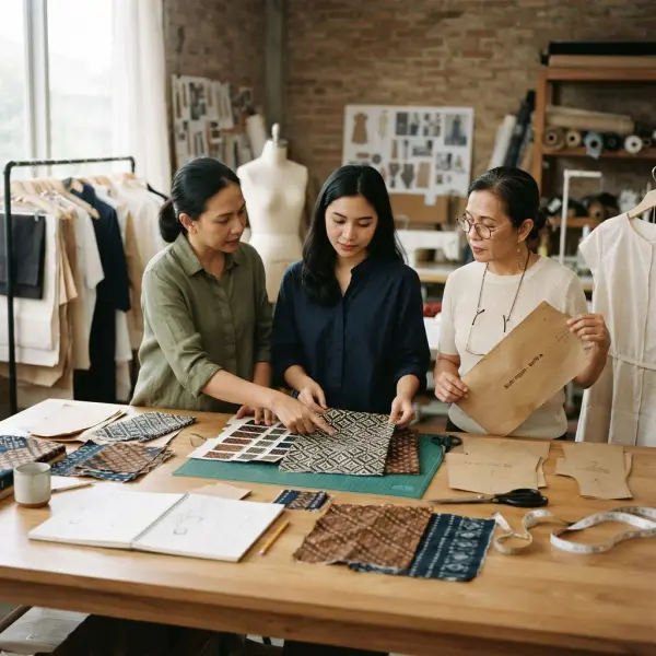 Tim fashion mengembangkan motif batik ceplok untuk koleksi pakaian modern