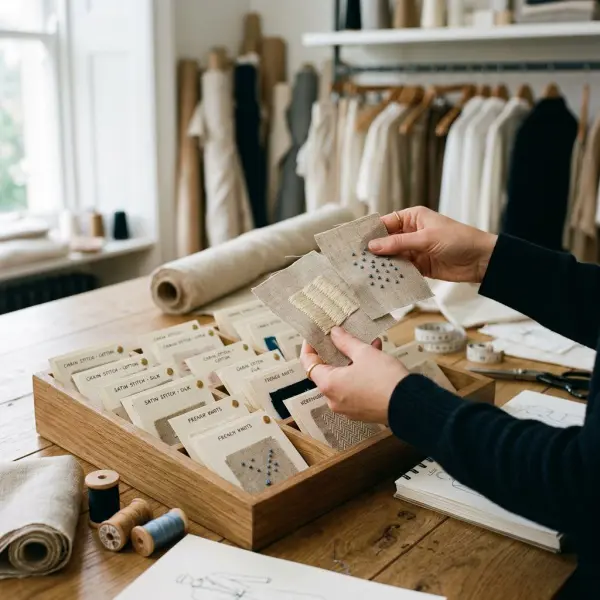 Koleksi sampel tusuk sulam untuk pengembangan produk fashion