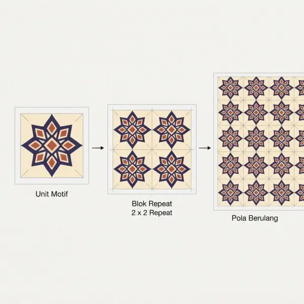 Diagram sederhana struktur unit dan pengulangan pola batik ceplok