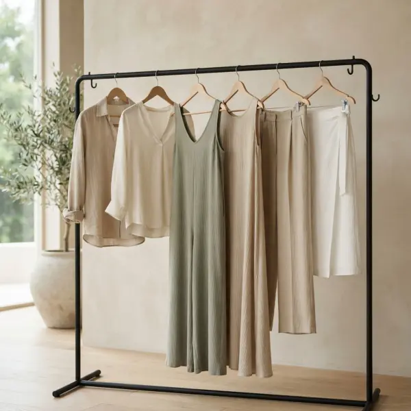 Koleksi kemeja blouse dress dan bawahan berbahan polo linen