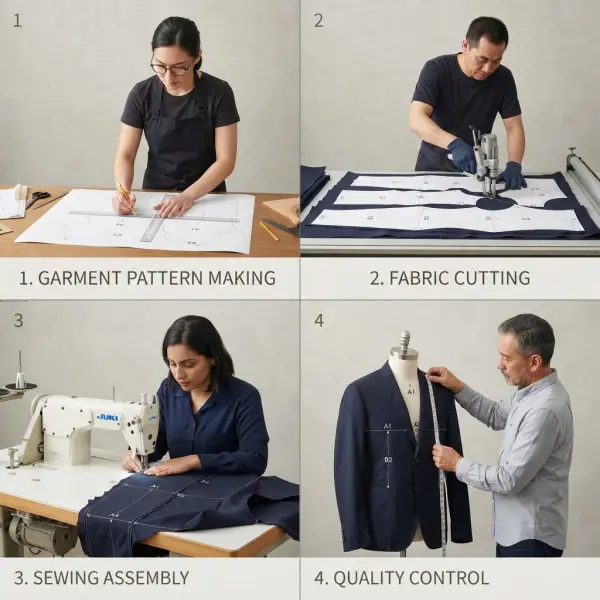 Alur penggunaan tanda pola dari pattern making hingga produksi pakaian