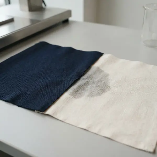 Material tekstil berwarna gelap dan terang dalam kondisi lembap