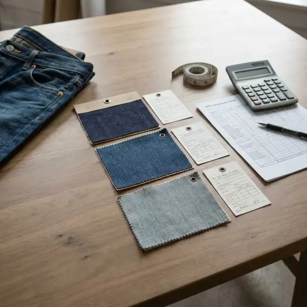 Perbandingan spesifikasi dan biaya beberapa pilihan Sanforized Denim