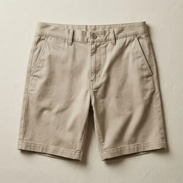 Chino shorts pria berbahan cotton twill dengan potongan kasual rapi