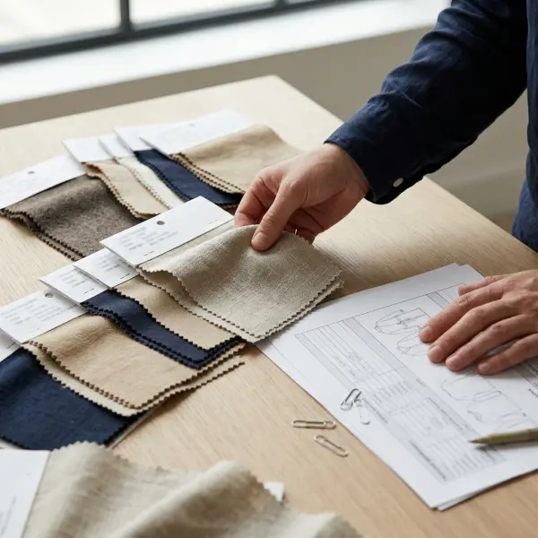 Pemeriksaan sample dan spesifikasi kain Toyobo untuk kebutuhan produksi fashion