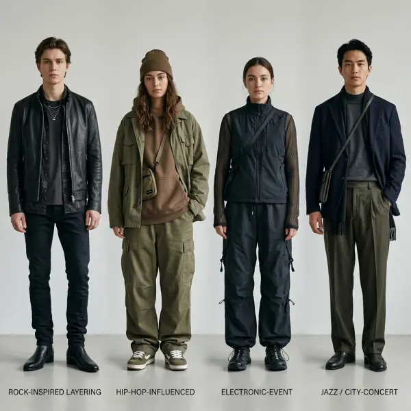 Comparison of different fashion silhouettes seen across music event environments