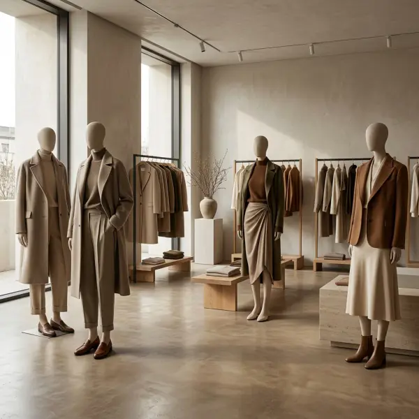 Koleksi busana earth tone yang membangun identitas visual brand secara konsisten
