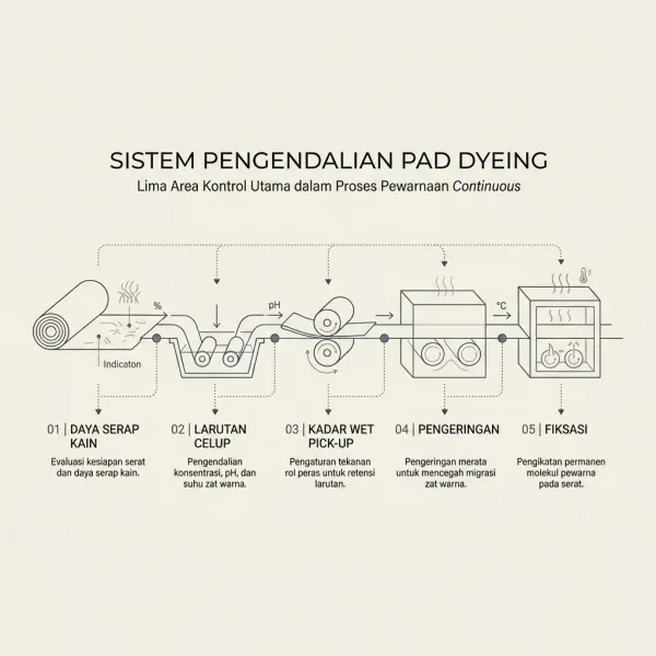 Parameter utama yang perlu dikontrol dalam proses pad dyeing