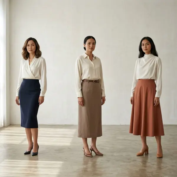 Perbandingan siluet rok pensil rok lurus dan rok A-line dalam busana profesional
