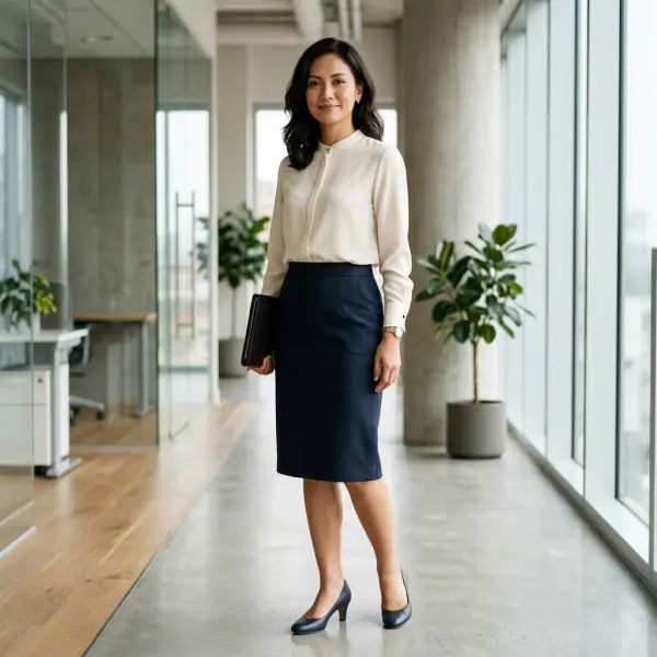 Rok formal sebagai bagian dari busana profesional modern untuk lingkungan kerja
