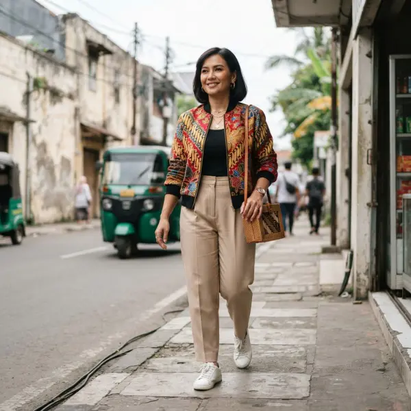 Street style dengan perpaduan busana kontemporer dan aksesori berkarakter Street style dengan perpaduan busana kontemporer dan aksesori berkarakter