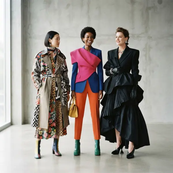 Koleksi fashion maksimalis dengan perpaduan warna, motif, tekstur, dan siluet ekspresif